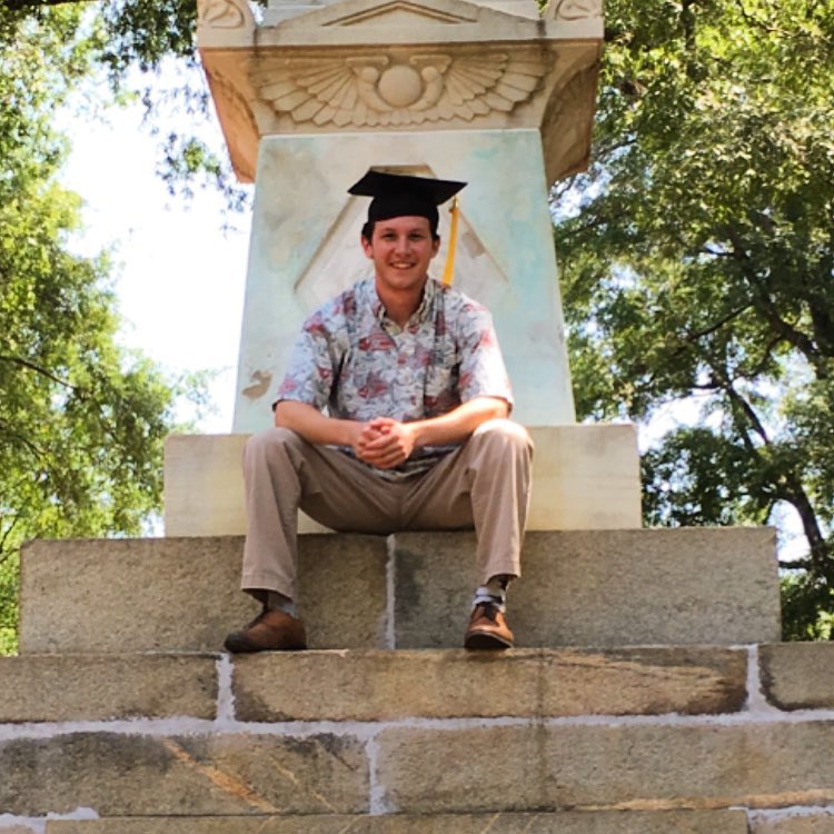 Riley on the Maxcy Monument