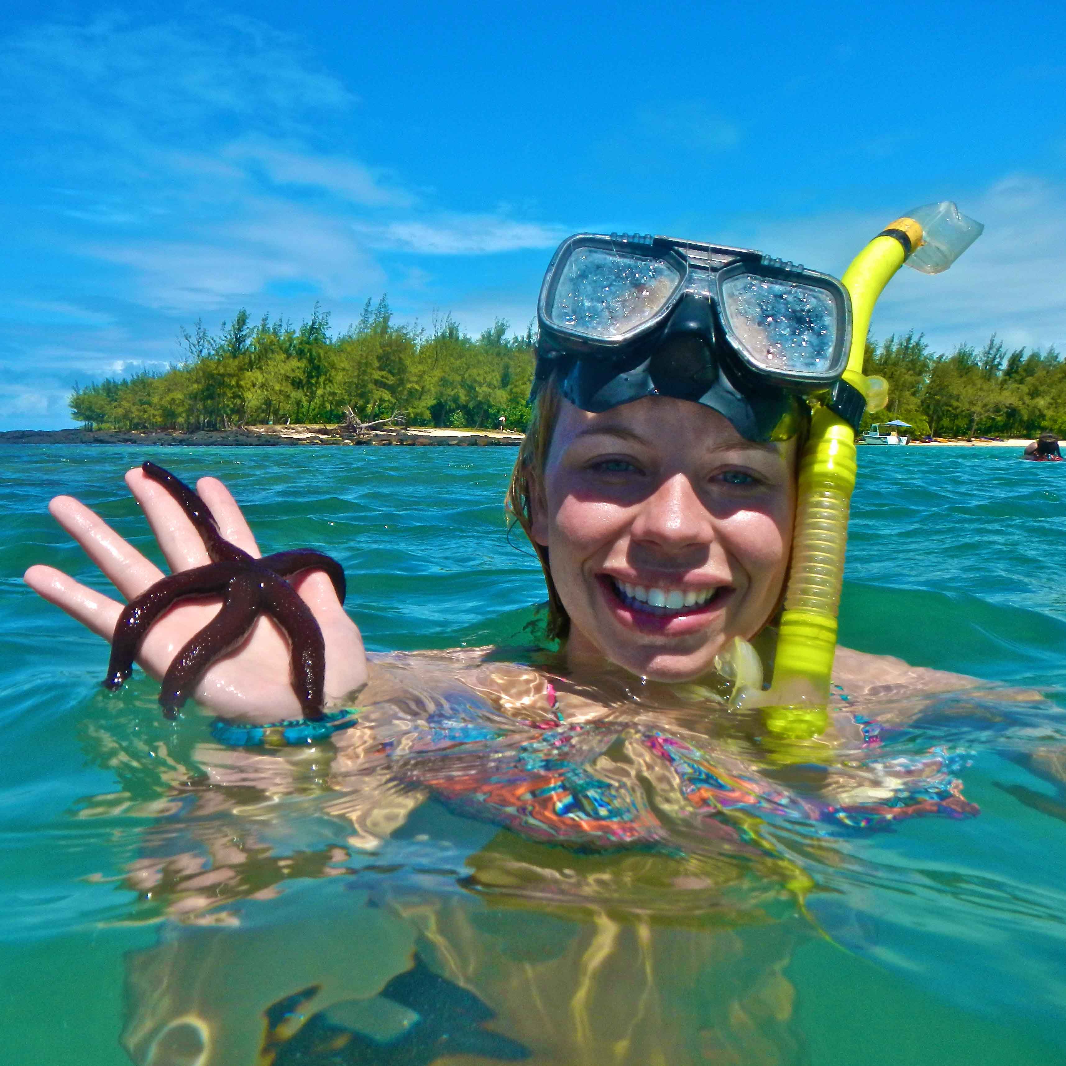 Viki with an Echinoderm and a huge smile